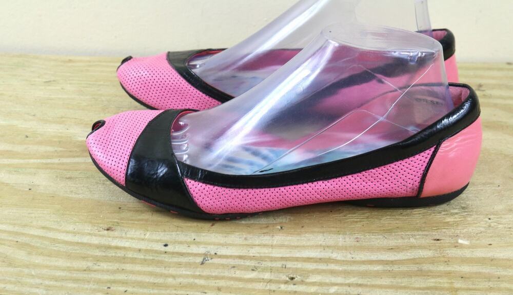 Diesel Shoes 7.5 Pink Leather Melody W Black Trim Ballet Flats Y2K Retro Punk